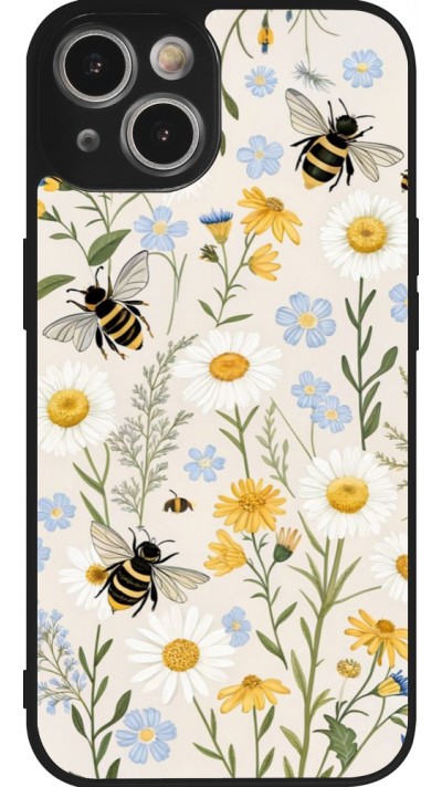 iPhone 14 Case Hülle - Silikon schwarz Pattern bees Spring 2026