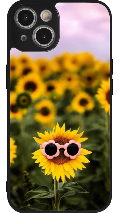 iPhone 14 Case Hülle - Silikon schwarz Sunflower with glasses Spring 2026