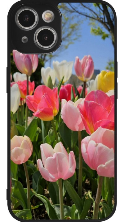 iPhone 14 Case Hülle - Silikon schwarz Tulips Spring 2026