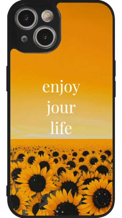 iPhone 14 Case Hülle - Silikon schwarz Summer 2025 Enjoy your life
