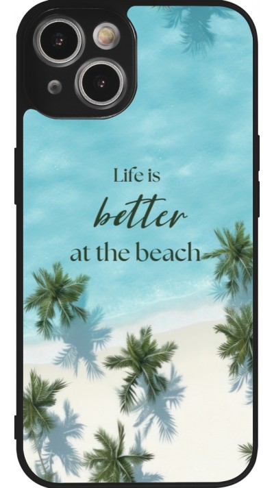 iPhone 14 Case Hülle - Silikon schwarz Summer 2025 Life is better at the beach