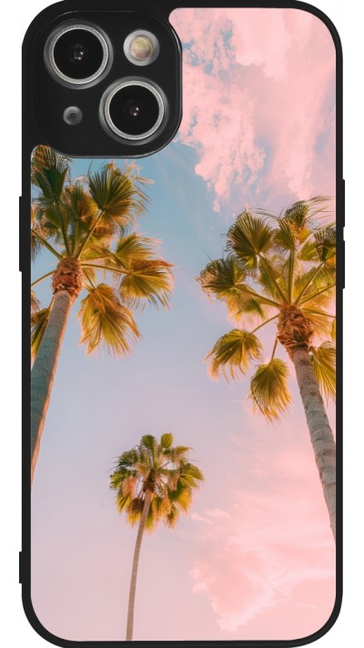 iPhone 14 Case Hülle - Silikon schwarz Summer 2025 Palmiers