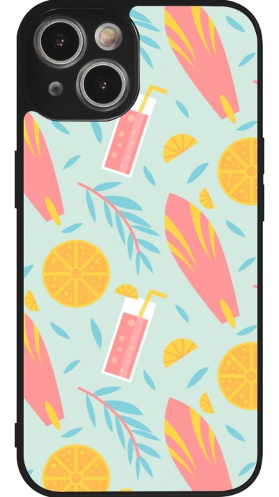 iPhone 14 Case Hülle - Silikon schwarz Summer 2025 Pattern citron