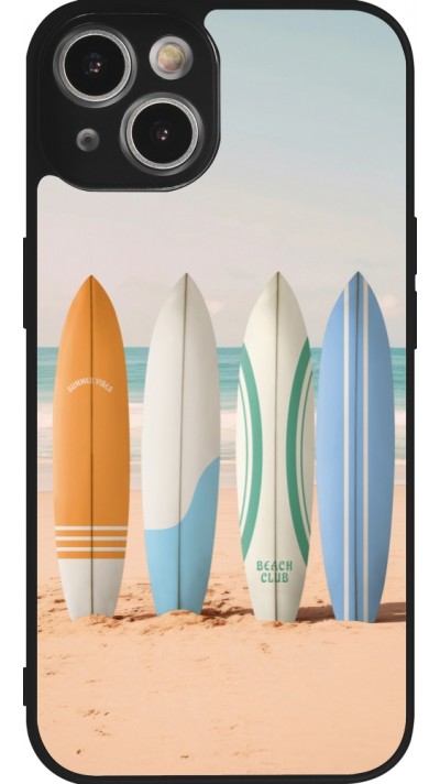 iPhone 14 Case Hülle - Silikon schwarz Summer surfboard 2025
