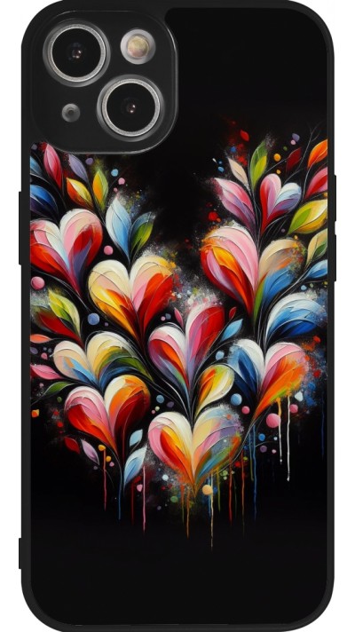 iPhone 14 Case Hülle - Silikon schwarz Valentin 2024 Schwarzes Herz Abstrakt