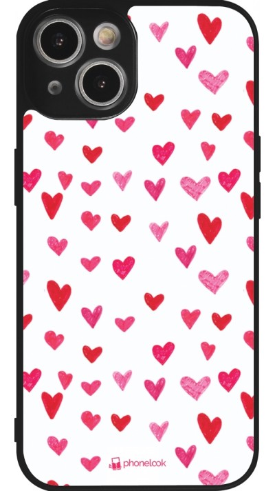 iPhone 14 Case Hülle - Silikon schwarz Valentine 2022 Many pink hearts