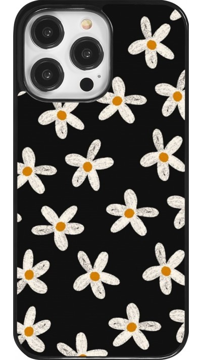 Coque iPhone 14 Pro Max - Easter 2024 white on black flower