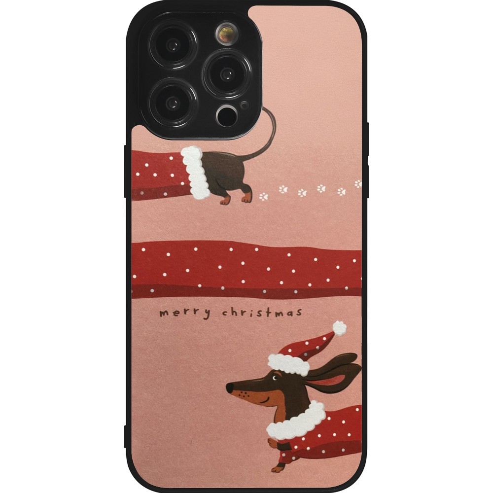 iPhone 14 Pro Max Case Hülle - Silikon schwarz Christmas 25 Teckel Merry Xmas