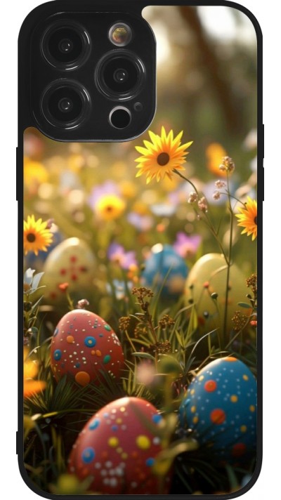iPhone 14 Pro Max Case Hülle - Silikon schwarz Easter 2026 Decorated eggs