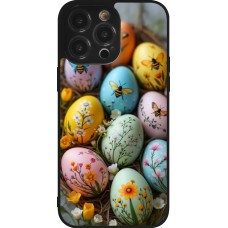 iPhone 14 Pro Max Case Hülle - Silikon schwarz Easter 2026 Eggs with bees