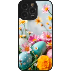 iPhone 14 Pro Max Case Hülle - Silikon schwarz Easter 2026 Eggs with flowers