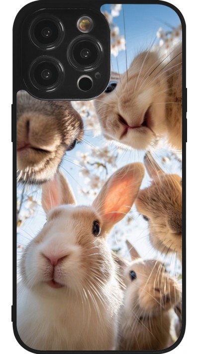 iPhone 14 Pro Max Case Hülle - Silikon schwarz Easter 2026 Rabbits
