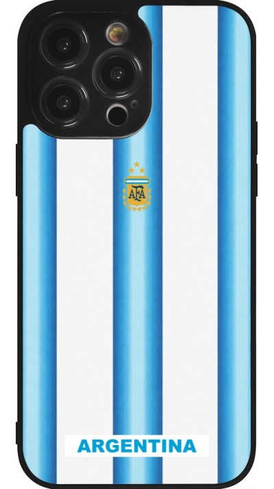 Coque iPhone 14 Pro Max - Silicone rigide noir Maillot de football Argentine 2026 personnalisable