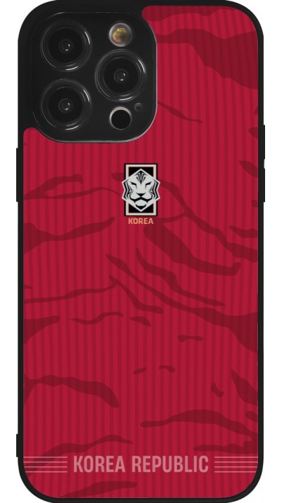 Coque iPhone 14 Pro Max - Silicone rigide noir Maillot de football Corée du Sud 2026 personnalisable