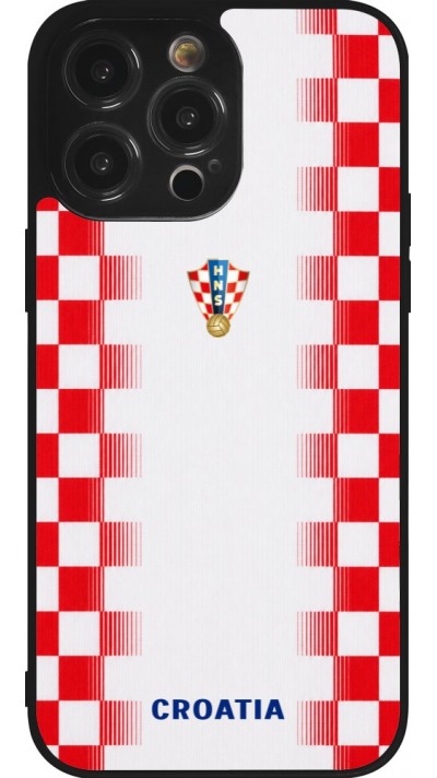 iPhone 14 Pro Max Case Hülle - Silikon schwarz Kroatien 2026 personalisierbares Fussballtrikot