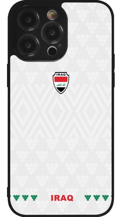 Coque iPhone 14 Pro Max - Silicone rigide noir Maillot de football Irak 2026 personnalisable