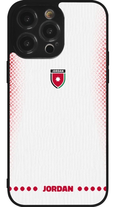 Coque iPhone 14 Pro Max - Silicone rigide noir Maillot de football Jordanie 2026 personnalisable