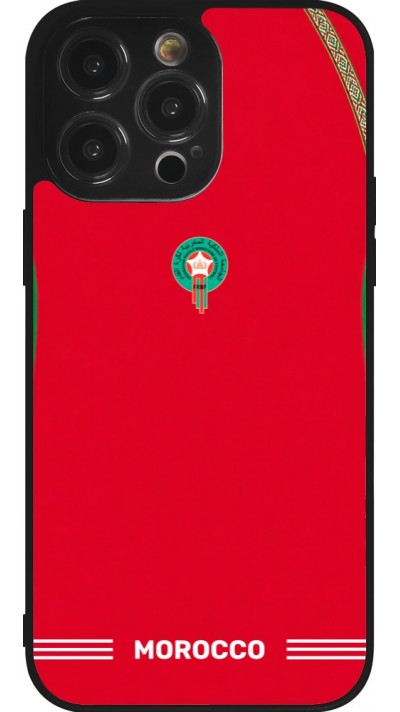 Coque iPhone 14 Pro Max - Silicone rigide noir Maillot de football Maroc 2026 personnalisable