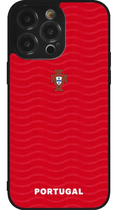 Coque iPhone 14 Pro Max - Silicone rigide noir Maillot de football Portugal 2026 personnalisable