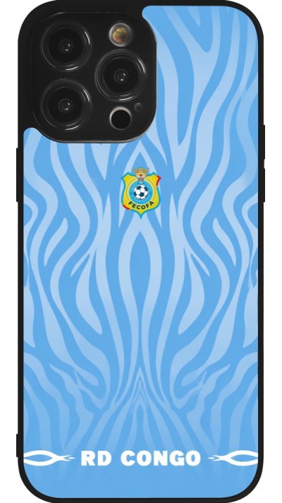 Coque iPhone 14 Pro Max - Silicone rigide noir Maillot de football RD Congo 2026 personnalisable