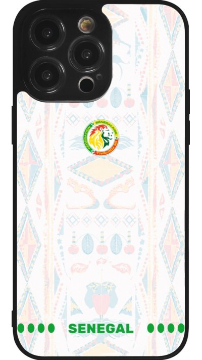 Coque iPhone 14 Pro Max - Silicone rigide noir Maillot de football Sénégal 2026 personnalisable