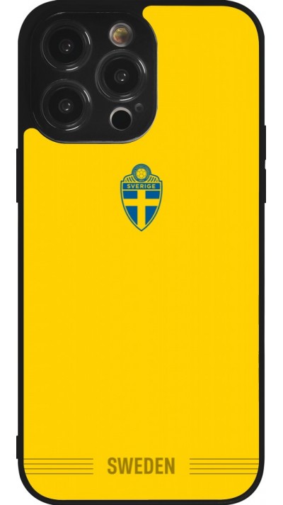 Coque iPhone 14 Pro Max - Silicone rigide noir Maillot de football Suède 2026 personnalisable