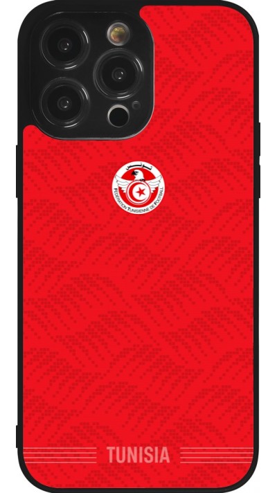 Coque iPhone 14 Pro Max - Silicone rigide noir Maillot de football Tunisie 2026 personnalisable
