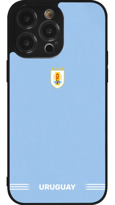 Coque iPhone 14 Pro Max - Silicone rigide noir Maillot de football Uruguay 2026 personnalisable