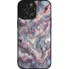 iPhone 14 Pro Max Case Hülle - Silikon schwarz Violetter silberner Marmor