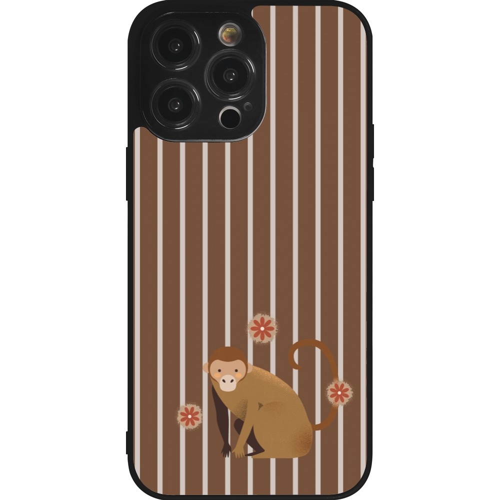 iPhone 14 Pro Max Case Hülle - Silikon schwarz Monkey with stripes