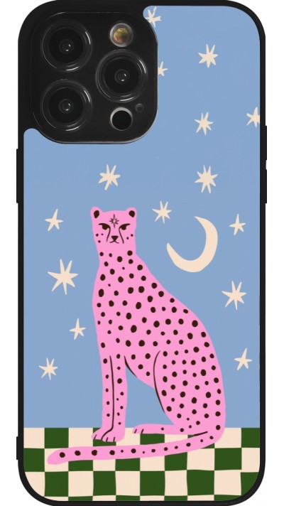 iPhone 14 Pro Max Case Hülle - Silikon schwarz Pink leopard with stars 2026