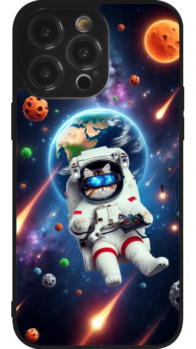 iPhone 14 Pro Max Case Hülle - Silikon schwarz VR SpaceCat Odyssee