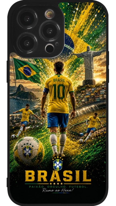 iPhone 14 Pro Max Case Hülle - Silikon schwarz Fussball Brasilien splash 2026