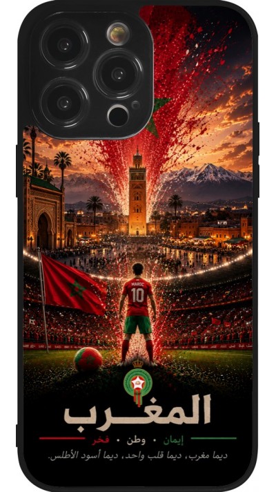 iPhone 14 Pro Max Case Hülle - Silikon schwarz Fussball Marokko splash 2026