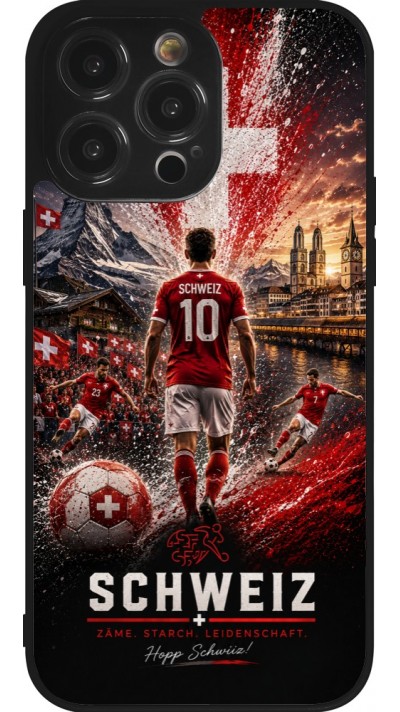 iPhone 14 Pro Max Case Hülle - Silikon schwarz Fussball Schweiz splash 2026