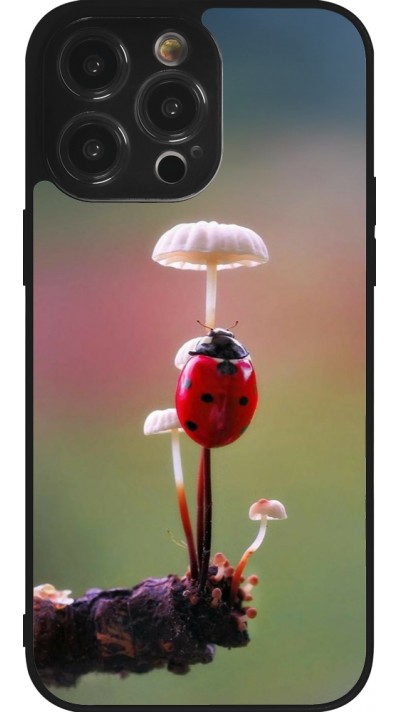 iPhone 14 Pro Max Case Hülle - Silikon schwarz Ladybird on a mushroom 2026