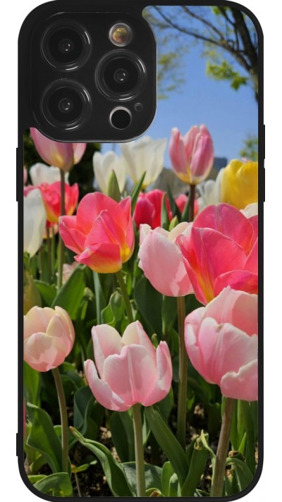 iPhone 14 Pro Max Case Hülle - Silikon schwarz Tulips 2026