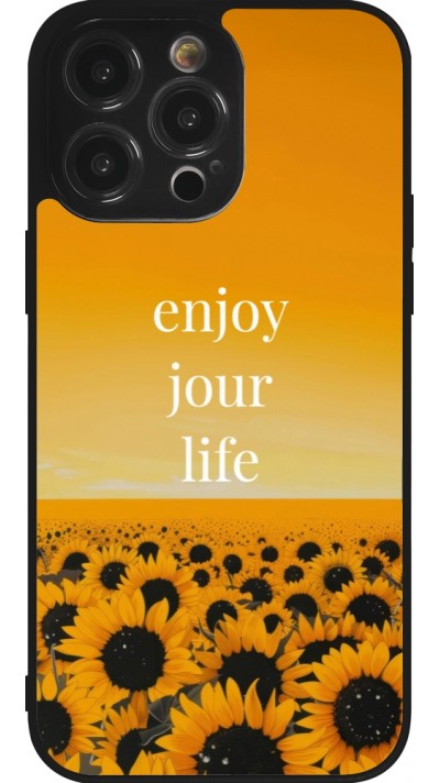 iPhone 14 Pro Max Case Hülle - Silikon schwarz Summer 2025 Enjoy your life