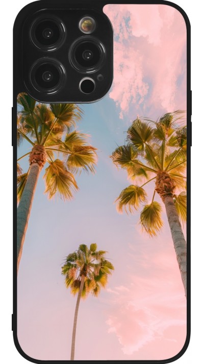 iPhone 14 Pro Max Case Hülle - Silikon schwarz Summer 2025 Palmiers