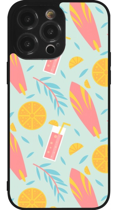 iPhone 14 Pro Max Case Hülle - Silikon schwarz Summer 2025 Pattern citron