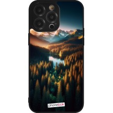 Coque iPhone 14 Pro Max - Silicone rigide noir Sunset Forest Lake