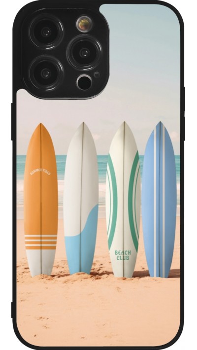 iPhone 14 Pro Max Case Hülle - Silikon schwarz Summer surfboard 2025