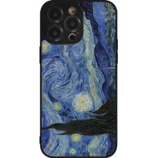 Coque iPhone 14 Pro Max - Silicone rigide noir Tableau art - La Nuit étoilée - Van Gogh