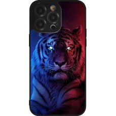 Coque iPhone 14 Pro Max - Silicone rigide noir Tiger Blue Red