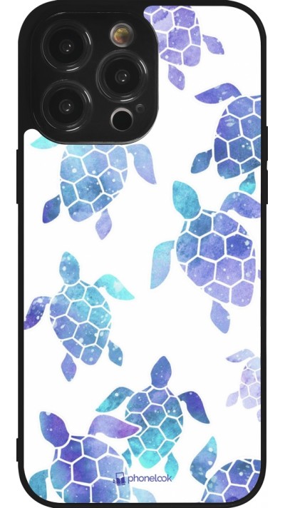 iPhone 14 Pro Max Case Hülle - Silikon schwarz Turtles pattern watercolor