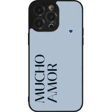 Coque iPhone 14 Pro Max - Silicone rigide noir Valentine 2024 mucho amor azul