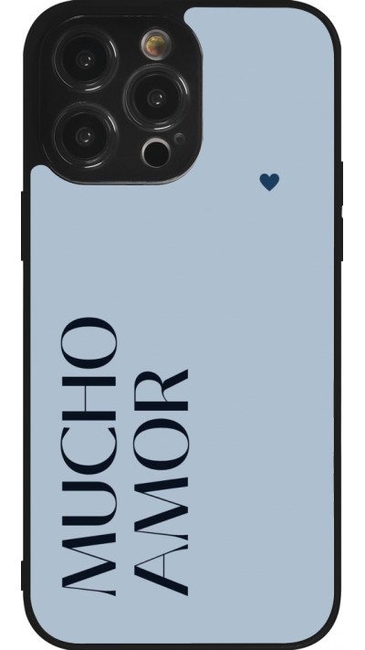 iPhone 14 Pro Max Case Hülle - Silikon schwarz Valentine 2024 mucho amor azul