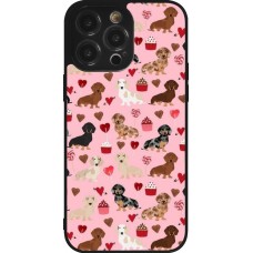 Coque iPhone 14 Pro Max - Silicone rigide noir Valentine 2024 puppy love
