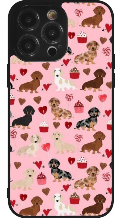 iPhone 14 Pro Max Case Hülle - Silikon schwarz Valentine 2024 puppy love