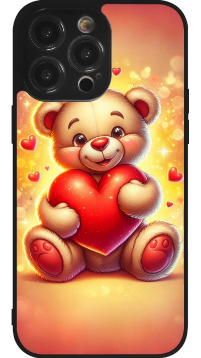 iPhone 14 Pro Max Case Hülle - Silikon schwarz Valentin 2024 Teddy Liebe